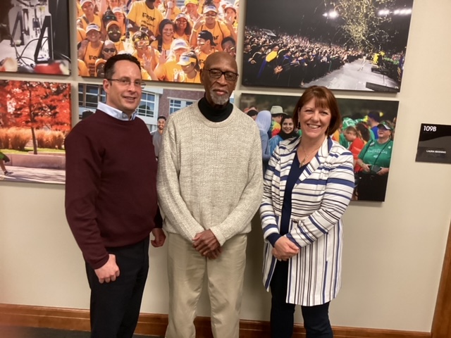 Today we were honored to have Galyn Vesey at #WichitaState. Galyn was among a small group of WSU students who in 1958 led the historic Dockum Sit-In protest in Wichita. He's a vital part of the history of the Civil Rights movement. Thanks for visiting campus, Galyn! #ShockerProud