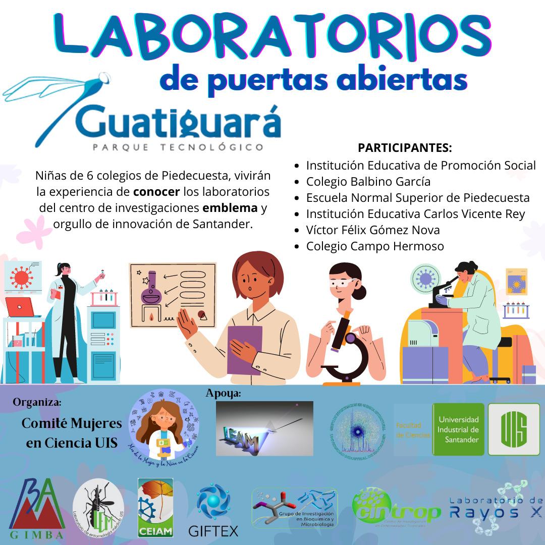 mujercienciauis's tweet photo. Laboratorios de puertas abiertas
Los colegios vecinos de #Piedecuesta, participarán de esta conmemoración con la visita de más de 50 niñas a los laboratorios  del Parque Tecnológico de Guatiguará  emblema de la investigación e innovación de Santander #11F
@UIS @PTGuatiguara https://t.co/k4OZl8LVkT