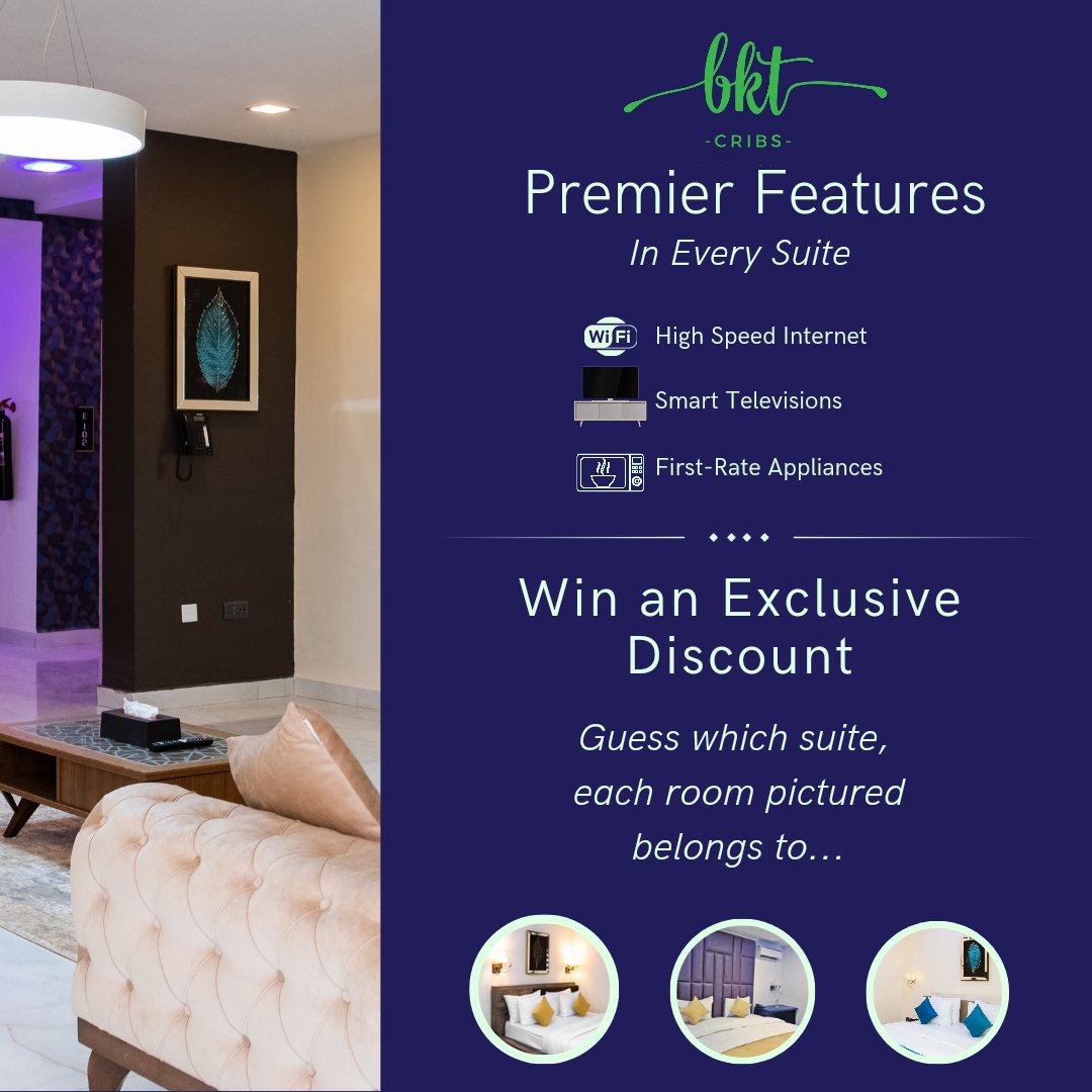 bktcribs's tweet photo. Guess which room in our photo carousel belongs to which suite, and WIN AN EXCLUSIVE DISCOUNT!

#bktcribs #abujahotel #newhotels #hotelinabuja #apartmenthotel #abujahotels #hotelsinnigeria #africanluxury #luxuryhotel #luxurylifestyle #hotellife #beautifuldestinations https://t.co/7BDFrcreRS