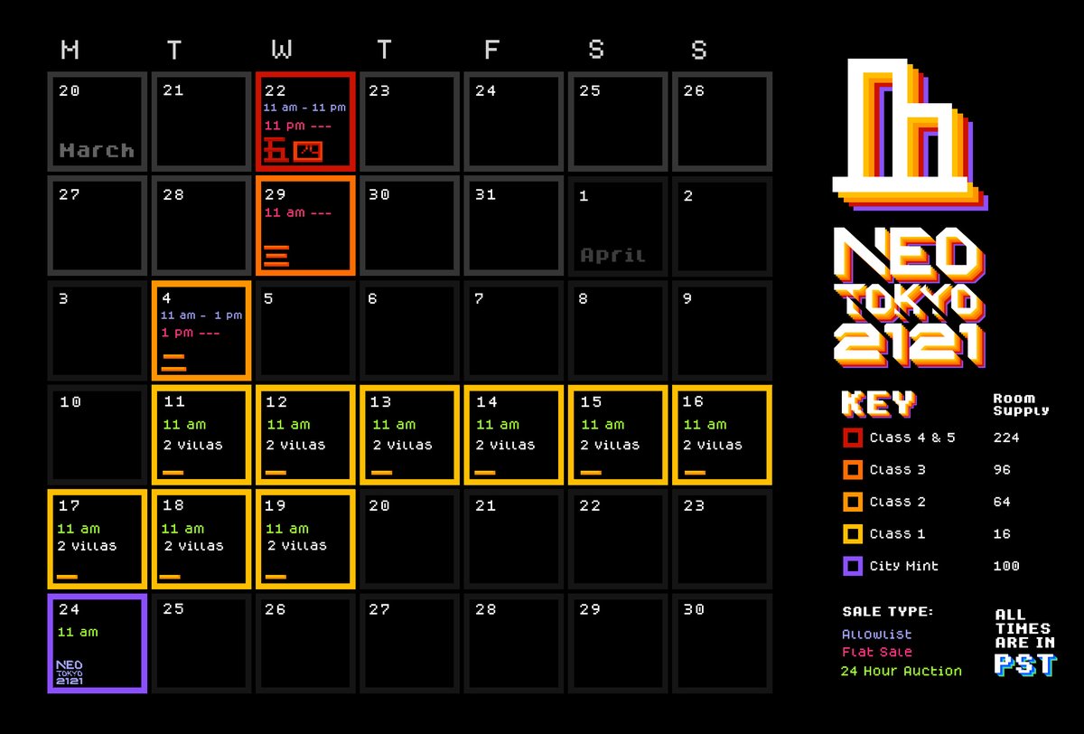 MINTING DETAILS for NeoTokyo2121. It's gonna be a big month.

See you on MARCH 22.