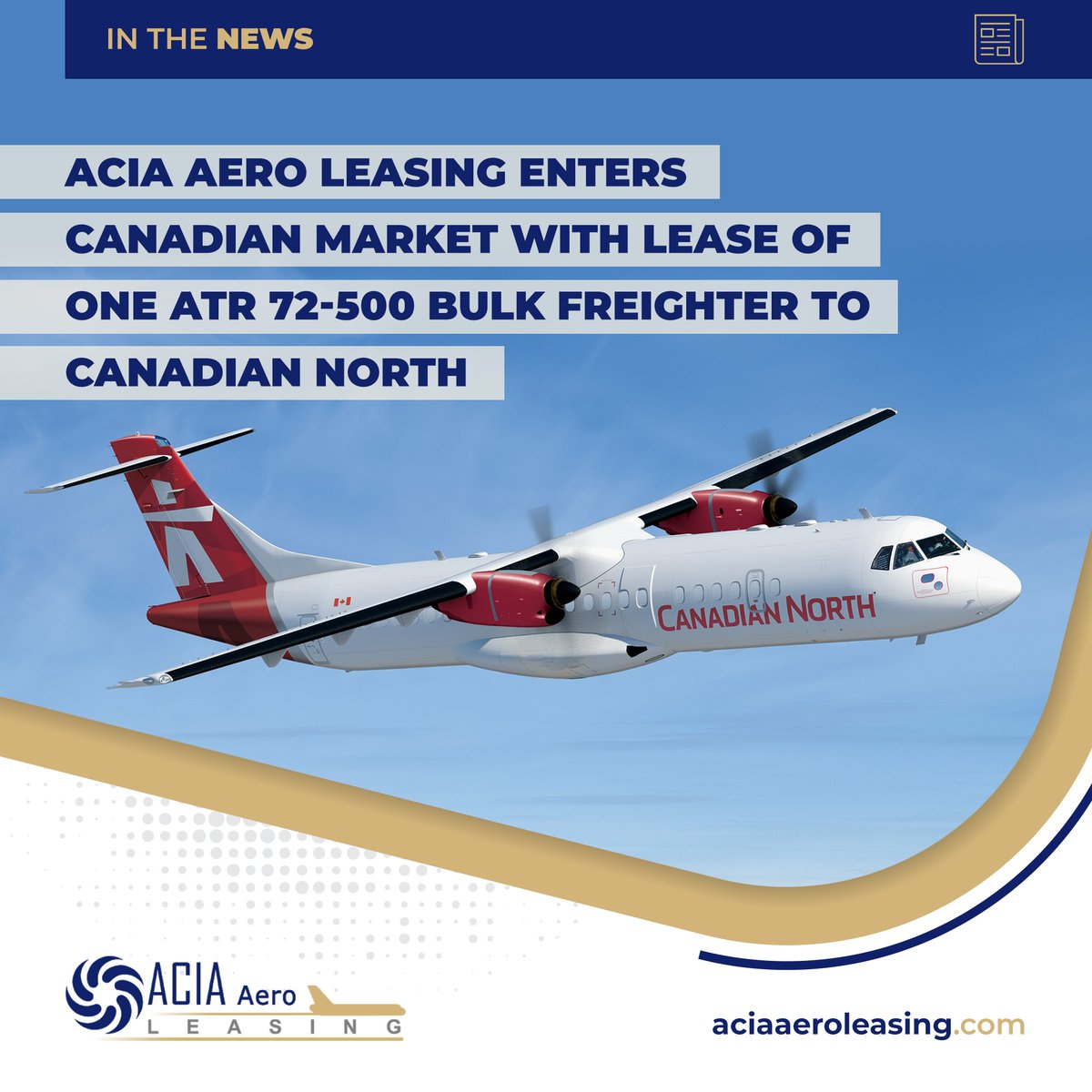 @CanadianNorth took delivery of one @ATRaircraft 72-500 Bulk Freighter from @ACIAleasing, marking the lessor's entry into the Canadian market aciaaeroleasing.com/acia-aero-leas… #aviation #aircraftleasing #aircargo #NorthAmerica #ISTATAmericas #CanadianNorth