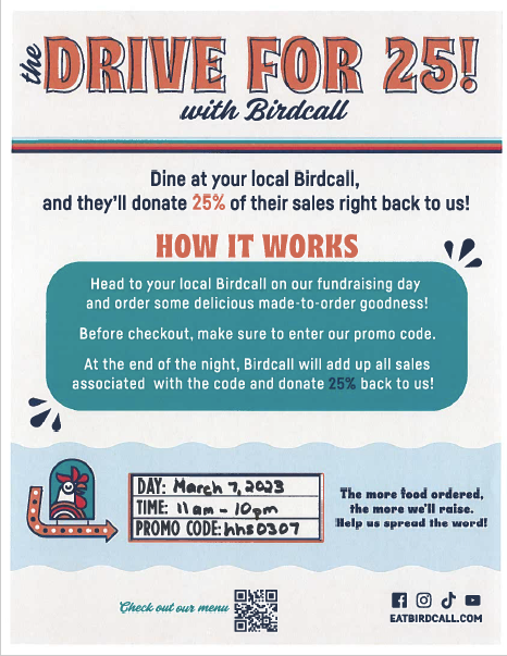 Hebron9Business's tweet photo. Forgo cooking tonight! Eat at Birdcall and support Hebron 9th Grade Center instead! @hebron9th @Hebron_HS @HebronHigh https://t.co/NgqflINrjr