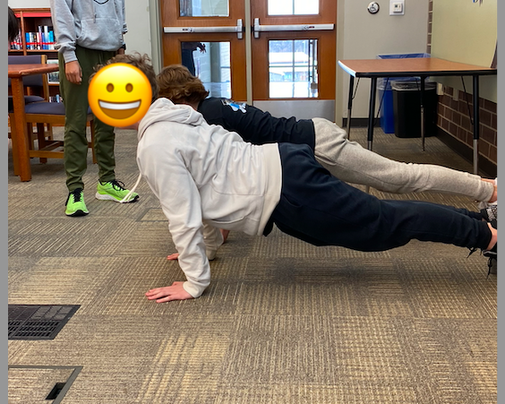 Sometimes, after two weeks of research, you need a brain break, so you challenge your friend to a push up contest.

Have a great week, Twolves!