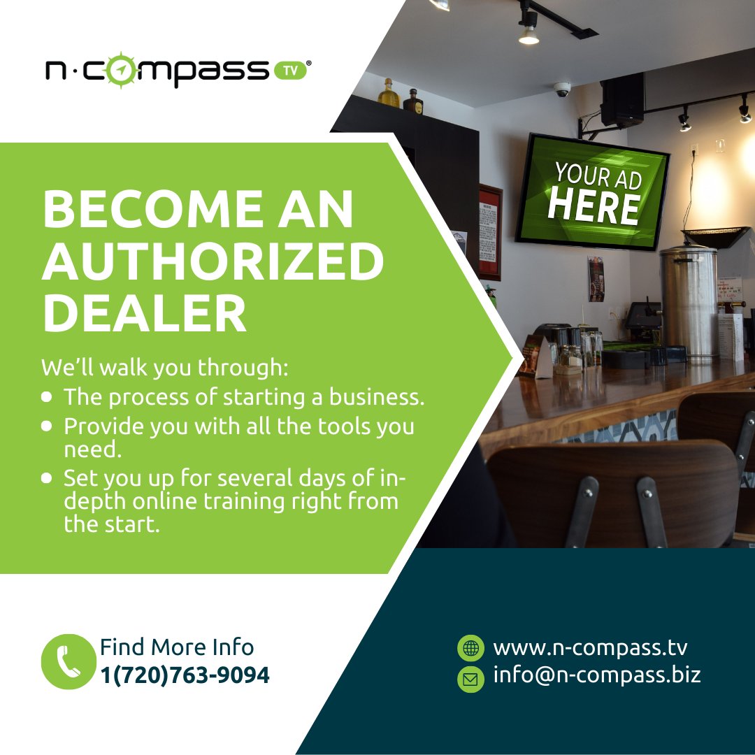 NCompassTV's tweet photo. Are you ready to become an Authorized Dealer? 

If so, then we would love to talk to you! 📞 https://t.co/Y6fvzve7FJ