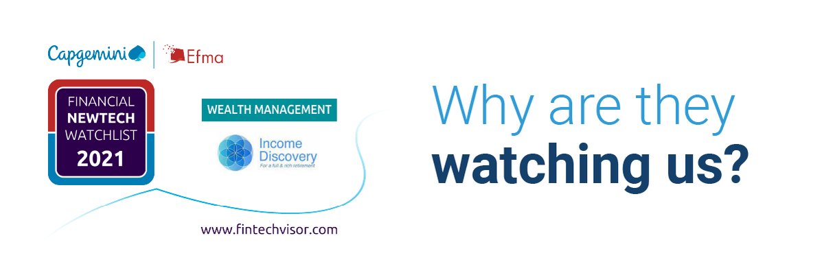 Industry experts like Capgemini/Efma are watching us because we’re watching out for retirement income. At Income Discovery, we offer breakthrough, AI-powered technology that maximizes income after retirement. Find out how we’re doing it for retirees.  incomediscovery.com