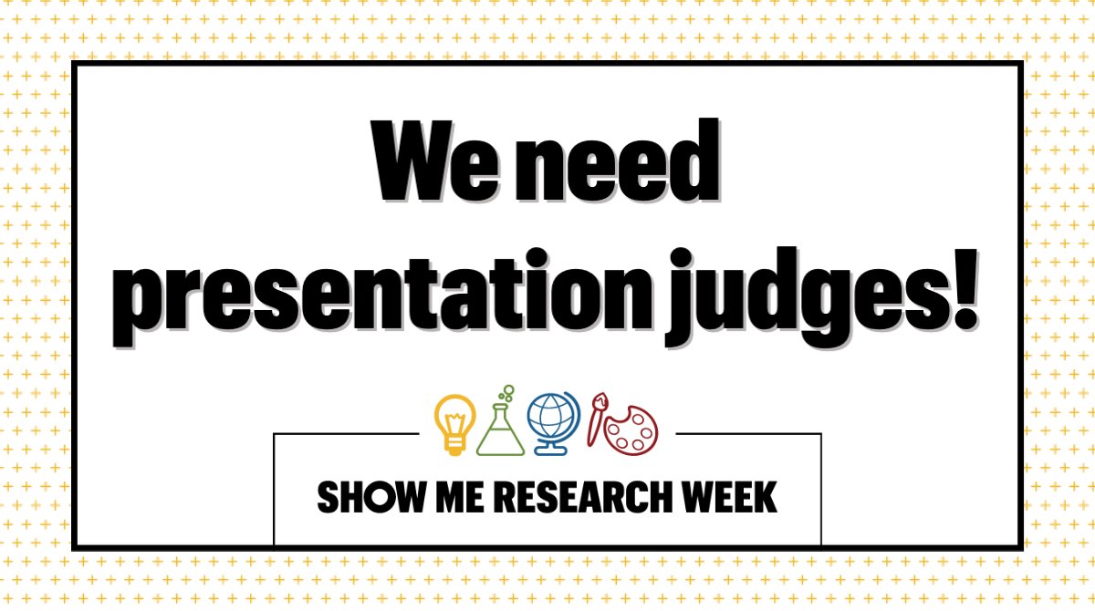 Mizzou Research (@mizzouresearch) on Twitter photo The <a href="/ugradresearchMU/">MU Undergraduate Research</a> and <a href="/BondLifeSci/">Mizzou Life Sci Center</a> are seeking faculty, staff, graduate and postdoctoral fellows to judge presentations in all disciplines at the research forum during #ShowMeResearchWeek on April 18-20.
Learn more ⤵️
research.missouri.edu/show-me-resear… The <a href="/ugradresearchMU/">MU Undergraduate Research</a> and <a href="/BondLifeSci/">Mizzou Life Sci Center</a> are seeking faculty, staff, graduate and postdoctoral fellows to judge presentations in all disciplines at the research forum during #ShowMeResearchWeek on April 18-20.
Learn more ⤵️
research.missouri.edu/show-me-resear…
