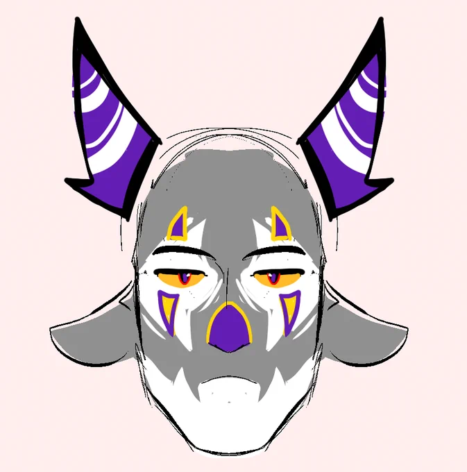 Okay so in homestuck purple bloods have a clown religion. Nick isnt a purple blood but eye of michael clown cult works. the face paint isnt the same as gamzees though, he got his own deal (that he messily puts on)i wanted to added wolf markings into it...  