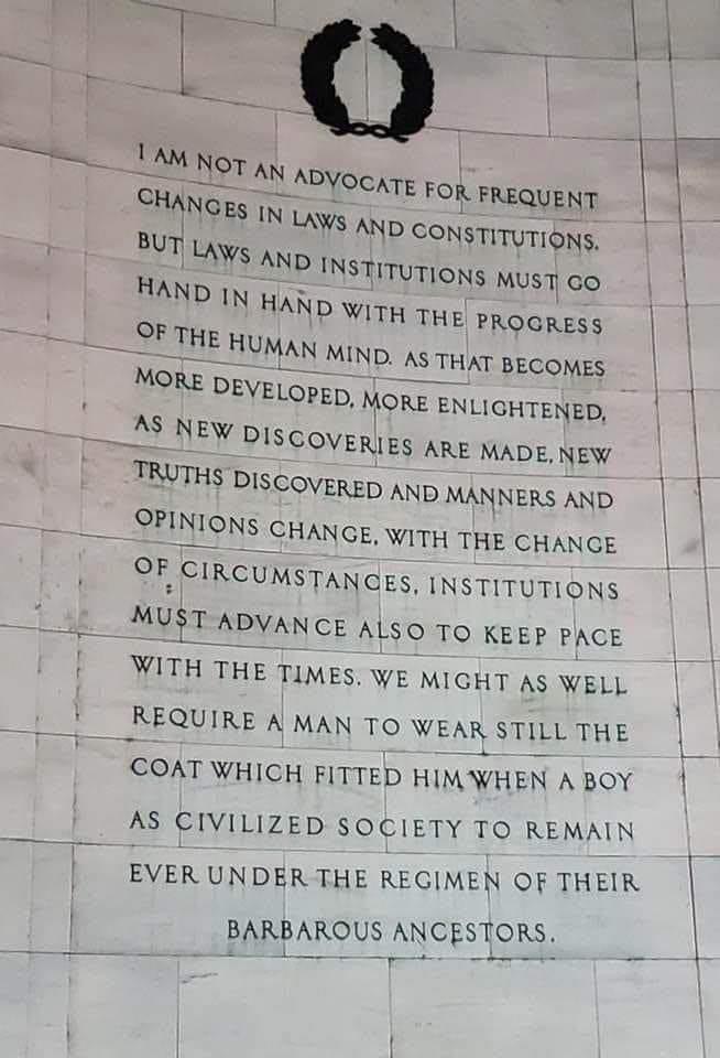 jilevin's tweet photo. From The Southwest Portico of our Thomas Jefferson Memorial. 

Jefferson's wisdom resonates today as SCOTUS  returns us to a pre- enlightenment society. https://t.co/Mu94jpKTUz