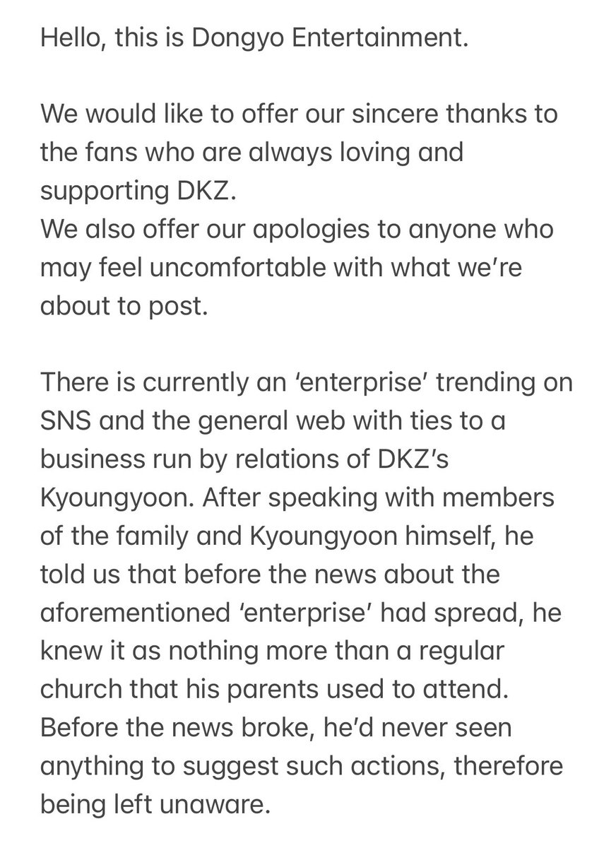 Mars_and_Mini's tweet photo. Here’s a translation of Dongyo’s statement, guys! I hope this helps everyone understand a little better. https://t.co/H3xW9a5QHk