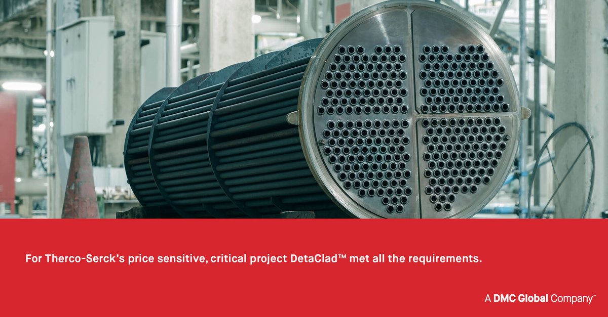 NobelClad's tweet photo. For Therco-Serck debutanizer condenser project, DetaClad™ was used for its cost effectiveness, strength and corrosion resistance, and long-term processing reliability.  Read the full story here. 
#DetaClad #cladsolutions #corrosion

https://t.co/H7ZjZmwJIc https://t.co/uh0XyEJPl0