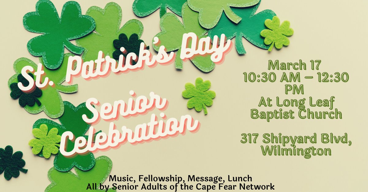 CFNoBC's tweet photo. Don't forget our upcoming Senior Celebration!  Registration ends March 14, so please spread the word to all the senior adults in your church.  You can register by visiting https://t.co/xDXBPCnnpt or calling the office at (910) 799-1160. https://t.co/BxOUjO5ojH