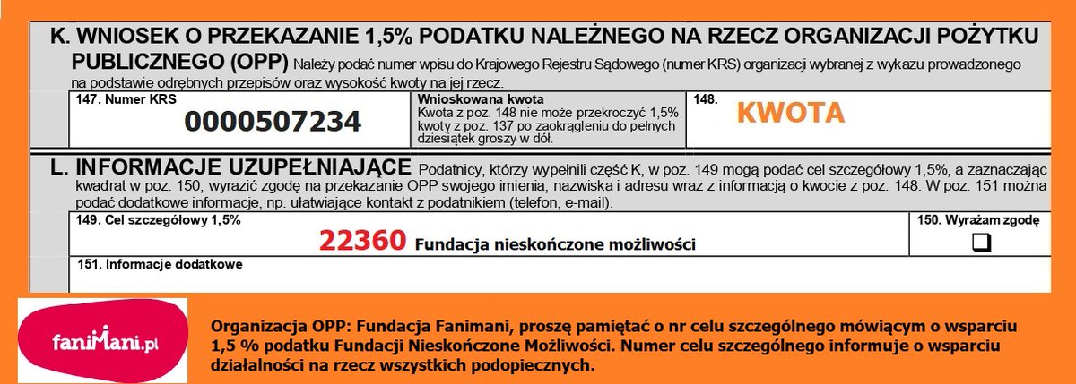 NMozliwosci's tweet photo. #1procent #1procentpodatku #poltorejprocent #póltorejprocent #PIT #twójpit #podatek #pomoc #fundacjanieskończonemożliwości #ngo #Pomagam #dobrowraca #niepełnosprawni #dzieci #Polska #PIT #fundacjanieskończonemożliwości #fundacja_nieskończone_możliwości #twój_pit #Twójepit https://t.co/v0tuM1lx5w