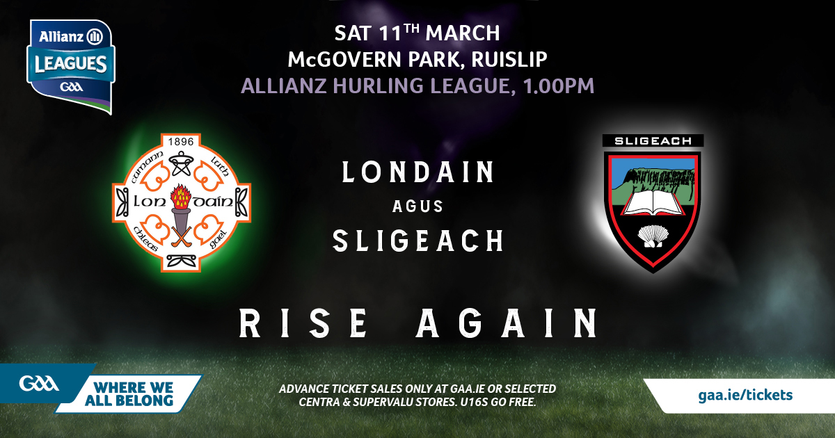 On Saturday 11th March, our hurlers play Sligo in the Allianz Hurling League Division 2B at McGovern Park. It is free entry so come and support the team. #LondainAbú 🟢⚪️