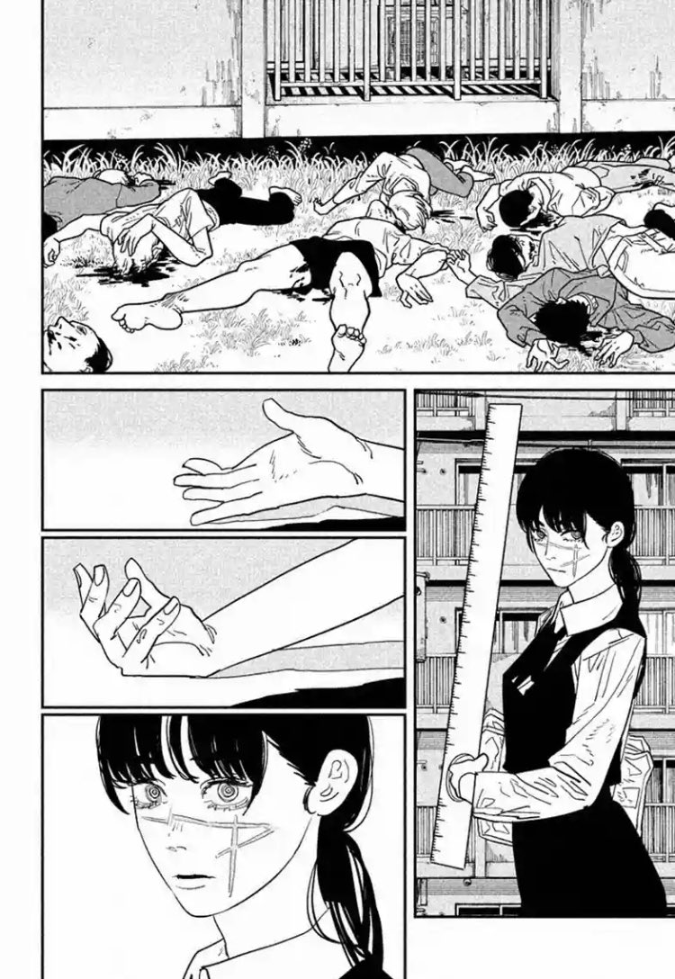 biyuuji's tweet photo. dead people raining from the sky and yoru pulls out a RULER girl be serious https://t.co/ZMTc0VrpVa