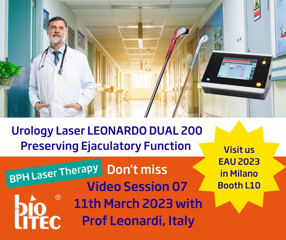 Don’t miss ! - Prof. Leonardi, Italy, presents next Saturday on EAU ejaculatory function preserving BPH laser technique „LEST“ in Video Session 07 (No. V054), March 11, 2023. Visit biolitec at Booth L10. More information HERE biolitec-fair.com/en/urology
#biolitec #urology #eau2023