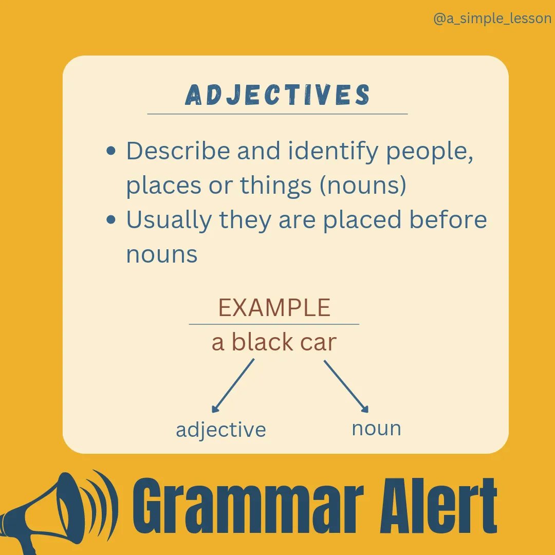 aSimpleLesson's tweet photo. Adjectives and adverbs are often confused with each other. Know how to use them correctly. 

#simplelesson #LearnEnglish #learning #grammar #adjectives #adverbs #differencee https://t.co/puRGKfADTI