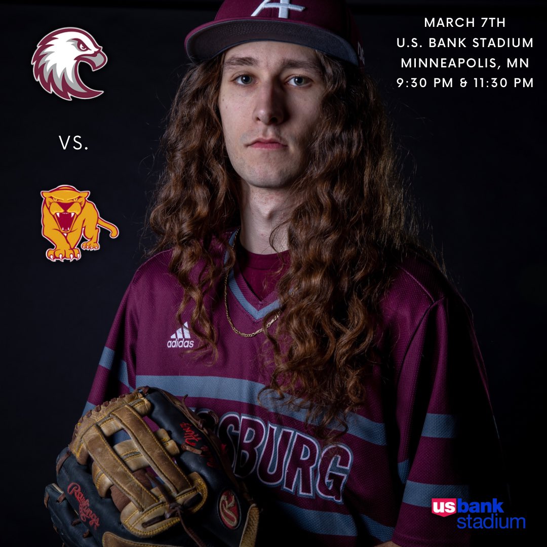 AuggieBaseball's tweet photo. 🚨AUGGIE GAMEDAY!🚨

🆚 - @UMMCougarBB 
🏟️ - U.S. Bank Stadium
📍 - Minneapolis, MN
⏱️ - 9:30 PM &amp; 11:30 PM
🎥 - https://t.co/qNQmWPfDeJ

Back at the Bank for two more! Auggie take on Morris for a late one. Get your coffee going! Go Auggies!

#FDSA #Convocation 🦅 https://t.co/geiau3VGEl