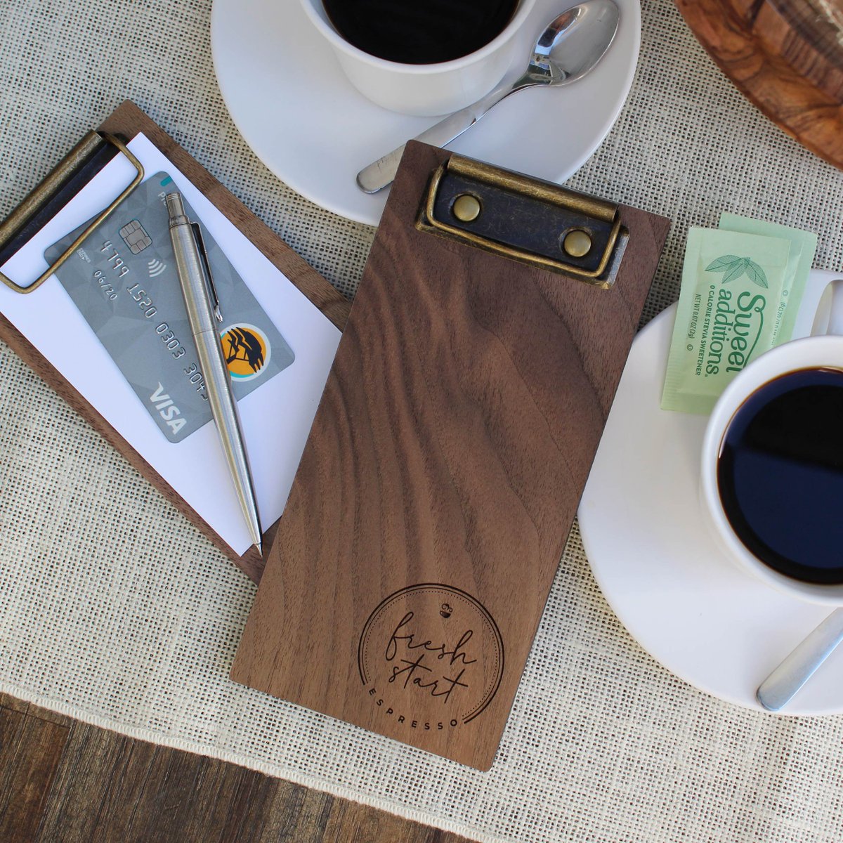 Fresh Start Espresso LLC, Wasilla Alaska. One of our greatest joys in this business is discovering and working with small businesses like yours!  We thoroughly enjoyed handcrafting your Walnut mini clipboards. chefsemporium.net/touchless-chec…