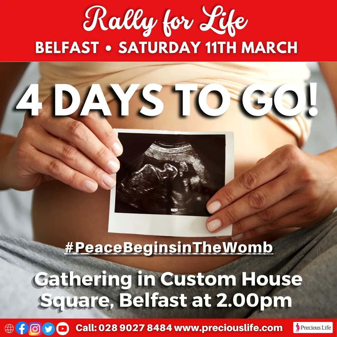 SaveLivesAlways's tweet image. It’s now only 4 DAYS until the BELFAST Rally for Life!! 

Unborn babies in Northern Ireland need YOU to be their voice, so please JOIN US this Saturday as we #StandforLife

#PeaceBeginsinTheWomb #StopAbortionViolence #WhyWeMarch #RallyForLife #RFL2023
