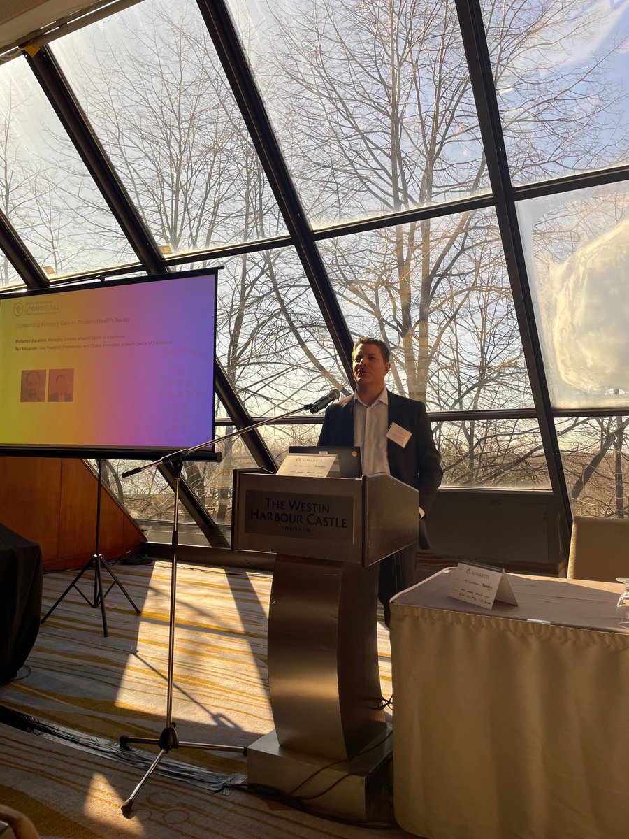 eHealthCE's tweet photo. Our VP of Partnerships &amp; Clinical Innovations, Ted Alexander, takes the stage at today’s UpOnDigital conference to discuss how digital health can enable the connections needed to support integrated care. #UpdateOntario https://t.co/L9nbjGBNa8