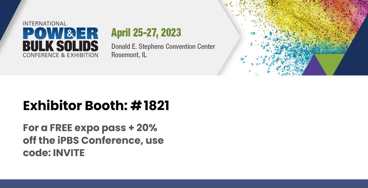 Register for the Powder &amp; Bulk Solids Conference April 25-27 in Rosemont, IL with the code INVITE for a Free Expo Pass &amp; 20% off a Full Conference pass! IAC will be Booth #1821. We hope to visit with you in Rosemont! lnkd.in/dYVXHgC #iacintl #ipbs #conference