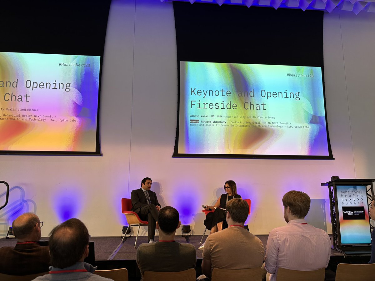 Opening panel with Dr. Ashwin Vasan and Tanzeem Choudhury- “what we choose in times of peace, we reap in times of crisis, only 3% on prevention so we need to balance prevention and care” #HealthNext23