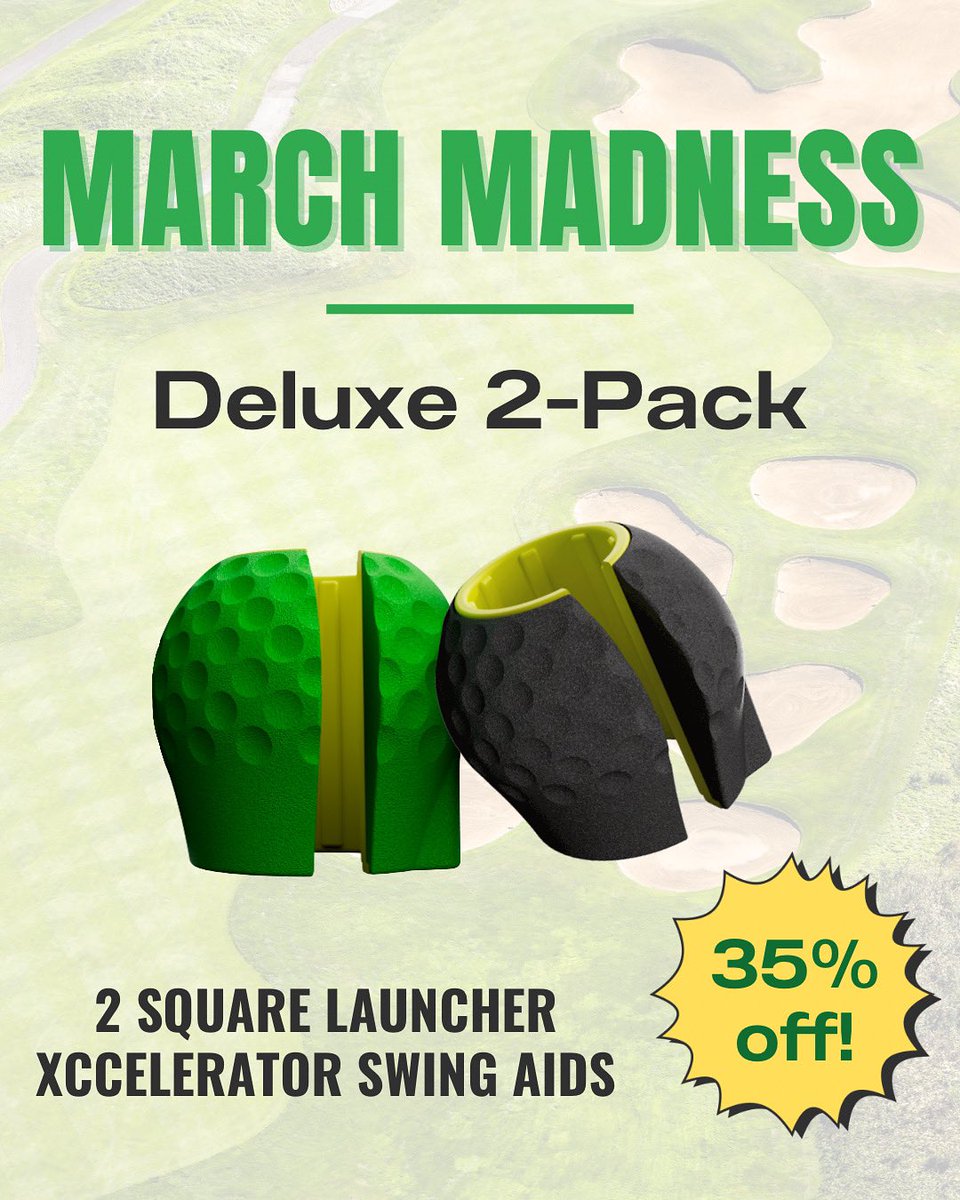 SquareLauncher's tweet photo. Are you ready to take your game to the next level? Introducing the March Madness Deluxe 2-Pack, featuring 2 Square Launcher Xccelerator swing aids for you and a buddy. Now offering an incredible 35% off ⛳️

https://t.co/k38jJB6iOK https://t.co/u4UJtKYd9Q