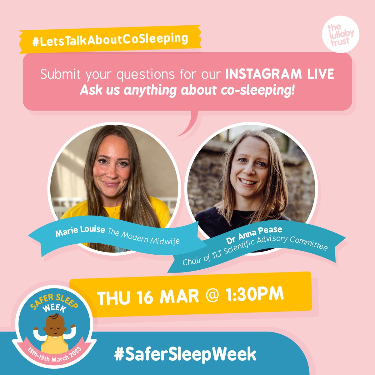 The Lullaby Trust (@lullabytrust) on Twitter photo LIVE Q&A | Thu 16 Mar @ 1:30pm| This #SaferSleepWeek Q&A will focus on co-sleeping so pop your questions in the comments. PLUS sending us a question (here or during the live session), means you could win <a href="/modern_midwife1/">The Modern Midwife</a> ’s fantastic complete maternity package worth £97.99! LIVE Q&A | Thu 16 Mar @ 1:30pm| This #SaferSleepWeek Q&A will focus on co-sleeping so pop your questions in the comments. PLUS sending us a question (here or during the live session), means you could win <a href="/modern_midwife1/">The Modern Midwife</a> ’s fantastic complete maternity package worth £97.99!