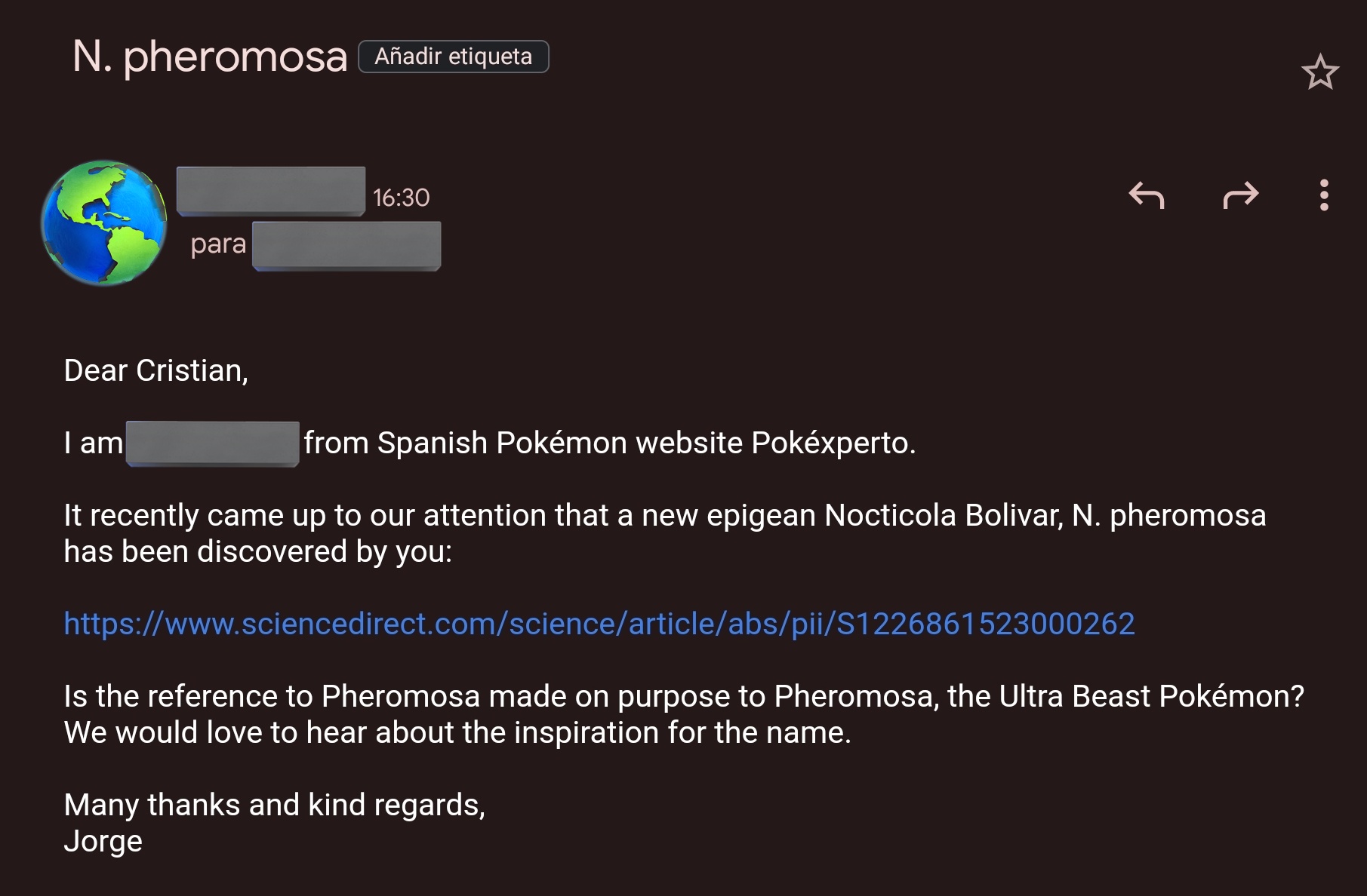 Conheça Nocticola Pheromosa, a barata com nome de Pokémon