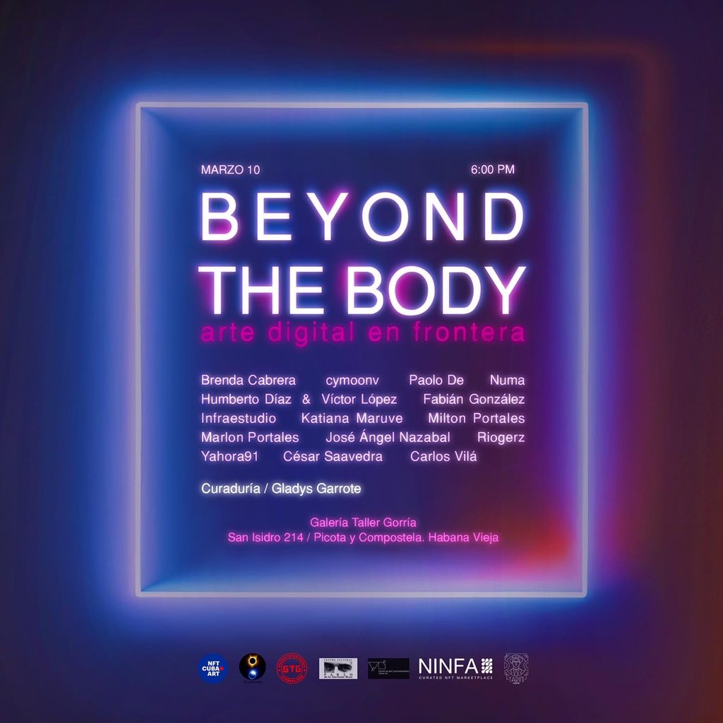 Gladys Garrote (@tropical_jewel) on Twitter photo It is with great pleasure that we announce the return of <a href="/nftcubaart/">NFTcuba.ART 🇨🇺</a> with physical show + drop!
“Beyond the body” will be shown in Havana from March 10 to March 12 It is with great pleasure that we announce the return of <a href="/nftcubaart/">NFTcuba.ART 🇨🇺</a> with physical show + drop!
“Beyond the body” will be shown in Havana from March 10 to March 12