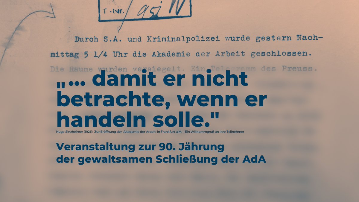 Europ_AdA's tweet photo. Veranstaltung anlässlich des Jahrestages der gewaltsamen Schließung der Akademie der Arbeit am 31. März 1933 https://t.co/HYTM2eK7qh https://t.co/uOcz1XXKMI