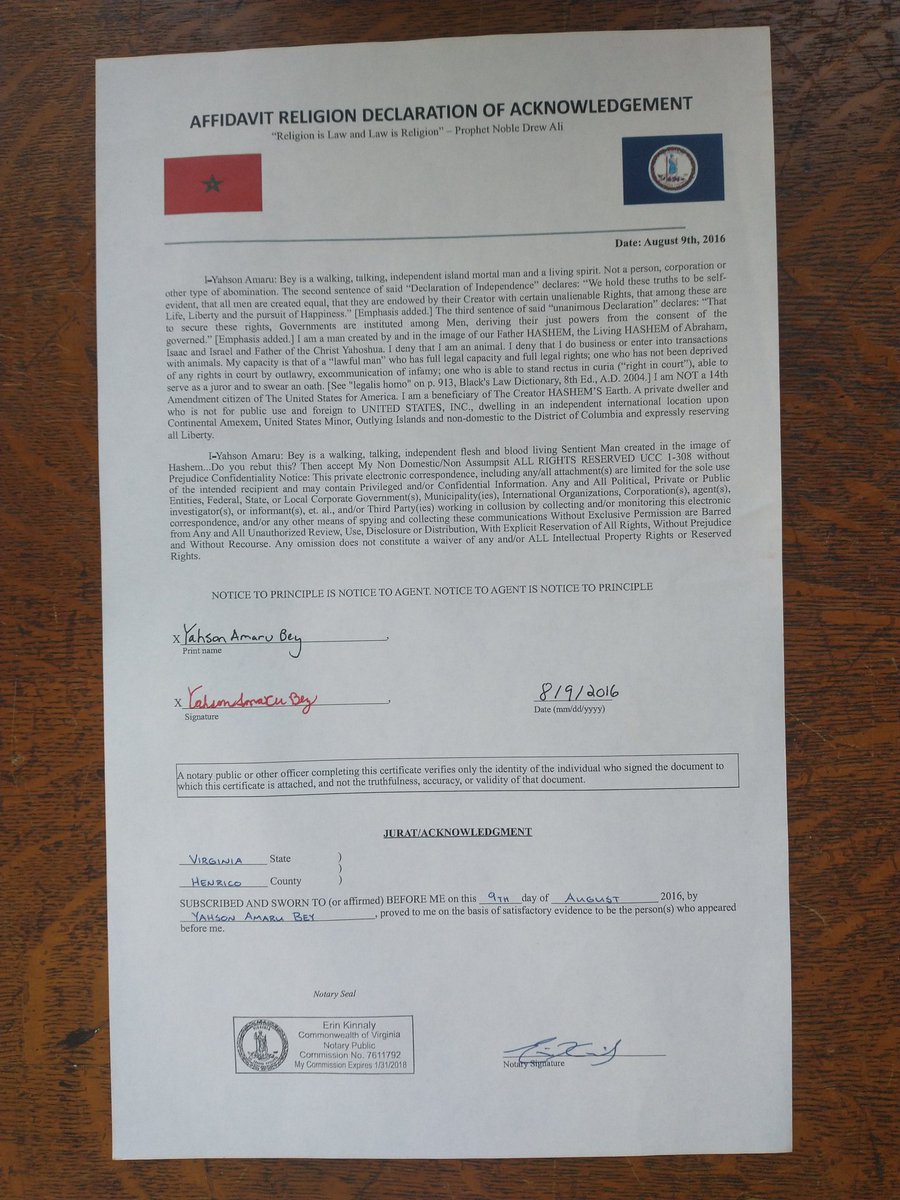 13yasonbey's tweet photo. For th record,

I, Yason Andrew Wright Bey, F/K/A Yahson Amaru Bey, do hereby make known this Religion Declaration of Acknowledgement.

9.13

@KhemBey913 @da13thsun https://t.co/G3x07CPtsl