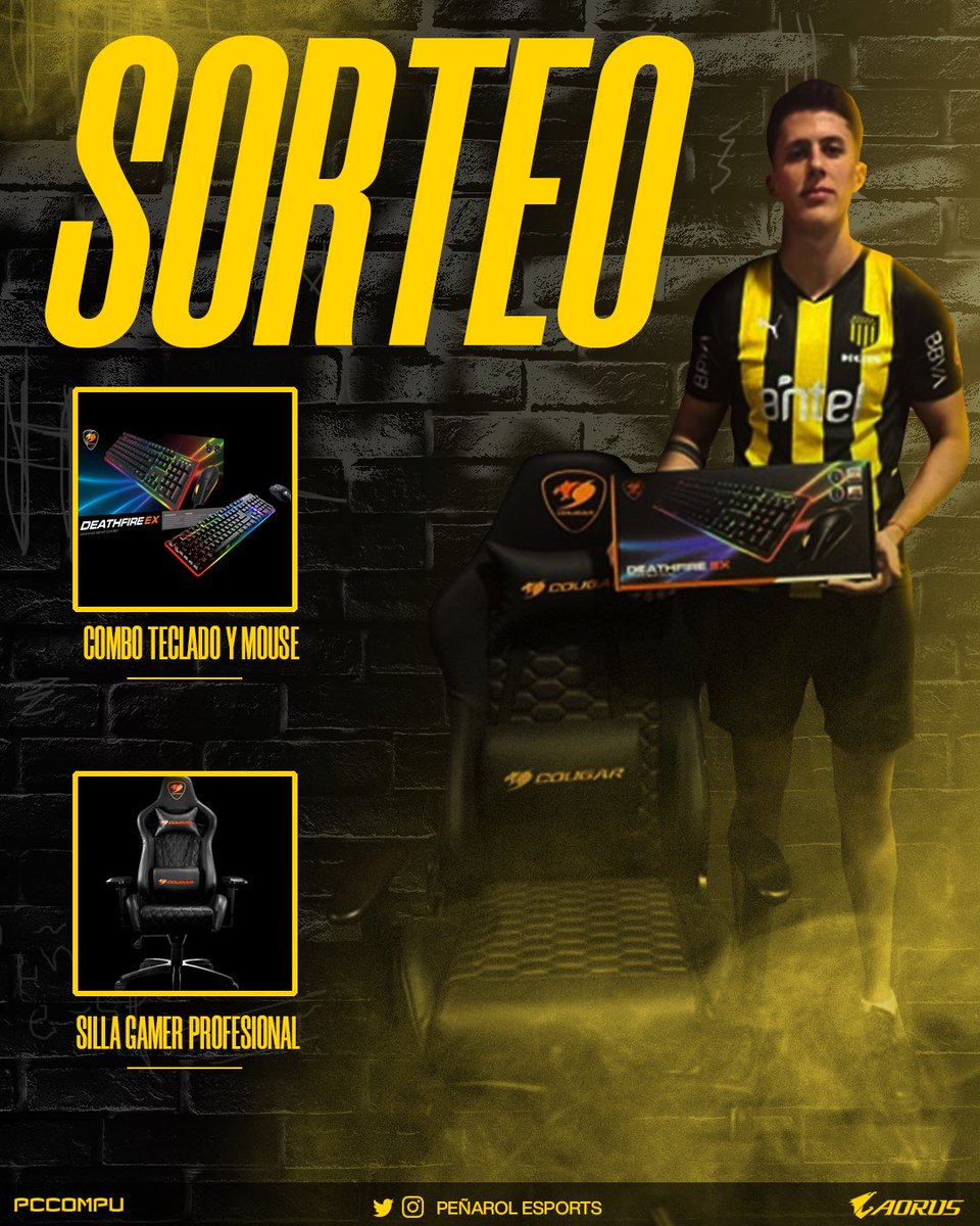 𝗦𝗘𝗚𝗨𝗜𝗠𝗢𝗦 𝗦𝗢𝗥𝗧𝗘𝗔𝗡𝗗𝗢 🥳

De la mano de <a href="/PCCompuUY/">PC Compu</a> les traemos un nuevo sorteo 💣

El ganador se llevará una Silla Gamer profesional y un combo de teclado + mouse.

Para participar:

1) Dar RT
2) Seguir a <a href="/PCCompuUY/">PC Compu</a> y <a href="/esportcap/">PEÑAROL | e-Sports</a> 
3) Etiqueta a un amigo