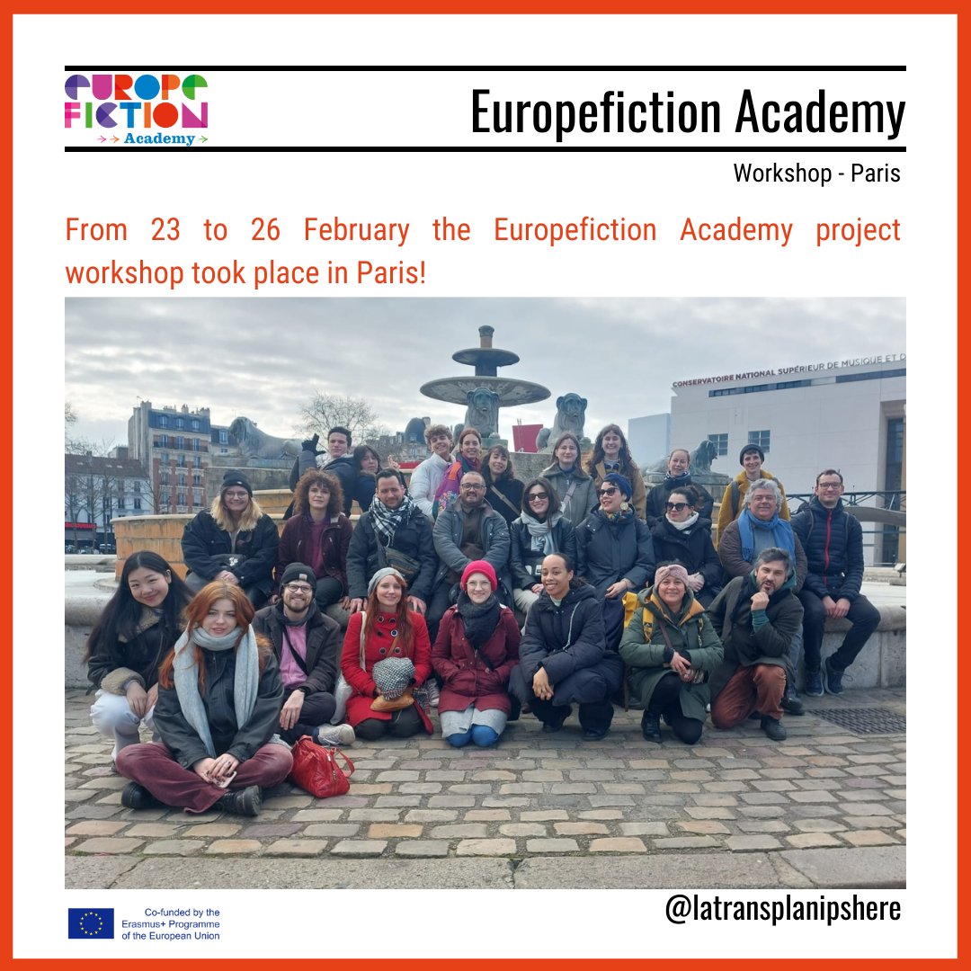 LaTranspla's tweet photo. From 23 to 26 Feb. @europefiction Academy project workshop took place in Paris! 
We presented our method: Site Specific! 
How from tales we can create new stories w/ fictional &amp; real story, adapted to a place? 
Next meeting? In Germany, in Bochum from 18 to 21 March! https://t.co/pdS4InAzDL