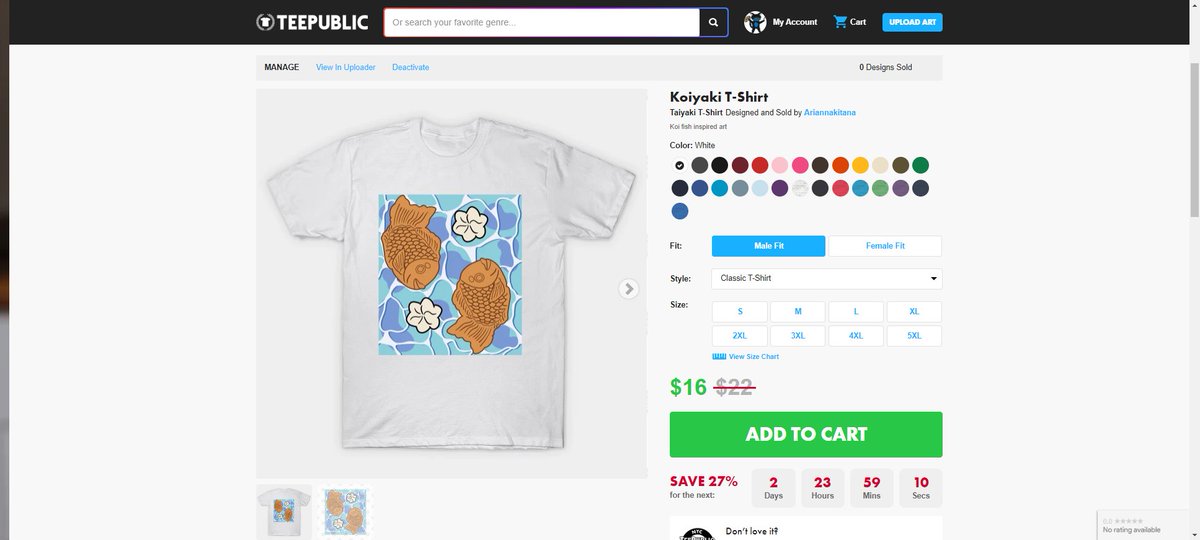 New shirt design ! and im proud of the effort I put into this art for 2 hours :) get yours now here ! teepublic.com/t-shirt/405303…

#Taiyaki
#KoiFish
#JapaneseArt
#FishArt
#FoodArt
#CuteShirt
#GraphicTee
#Kawaii
#FishLover
#AsianArt
#TrendyShirt
#ArtisticClothing