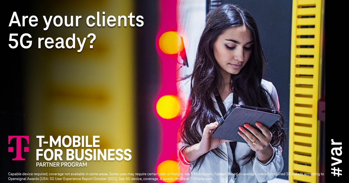 The adoption of 5G networks is expected to provide many benefits for clients, including increased speed, capacity, reliability, and the ability to offer new and innovative products and services.

VAR application: tmo.so/43309C

#TMOPartnerProgram | #TMobileforBusiness