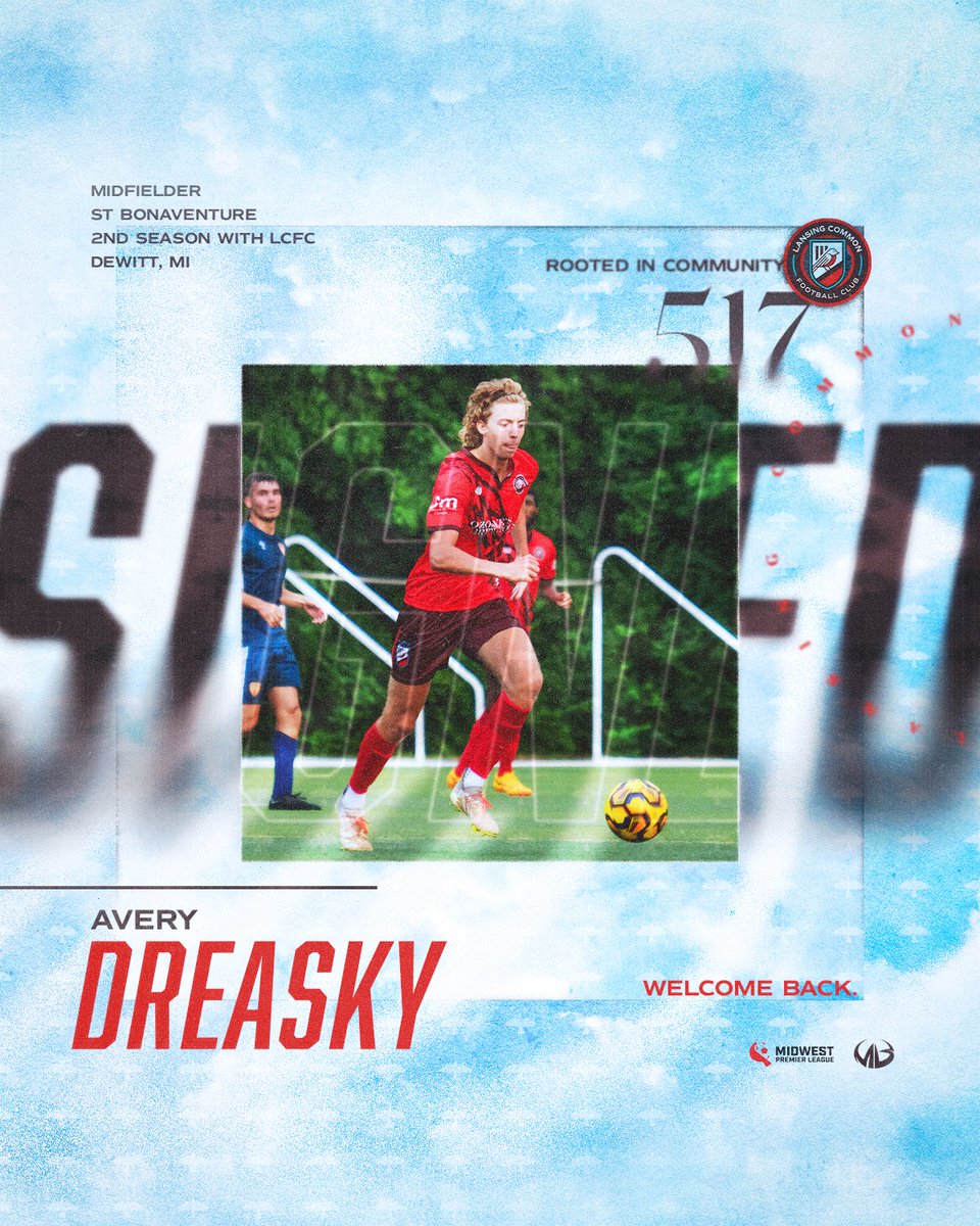 lansingcommonfc's tweet photo. When a player has as great hair as @ADreasky you have to bring them back. Excited to have this @DewittSoccer and @BonniesMSoccer midfielder back for a second season. https://t.co/CMNQFQI8Qe
