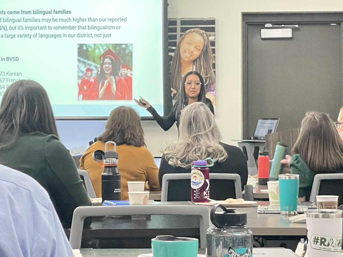 BVSDcolorado's tweet photo. This morning during our District Leadership Team meeting, our Culturally &amp; Linguistically Diverse Education and Communications departments spoke about Bilingual &amp; Proud, BVSD’s effort to encourage students and parents who speak two languages to see bilingualism as a super power. https://t.co/z8kmaTwZSG