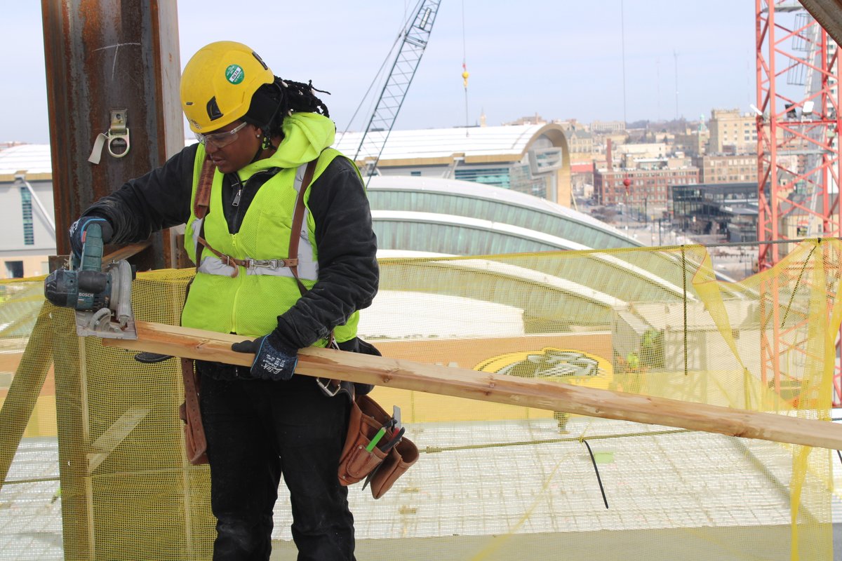 BairdCenter's tweet photo. WOMEN IN CONSTRUCTION WEEK: Meet LaSonya Donald, a journeywoman carpenter at @CDSmithInc working on the #WisconsinCenterExpansion.
To learn more about LaSonya Donald, visit our Women in Construction Week page at https://t.co/X4fLk17JTD
#BuildingMore #25yearsofwicweek https://t.co/AQ733d2BVo