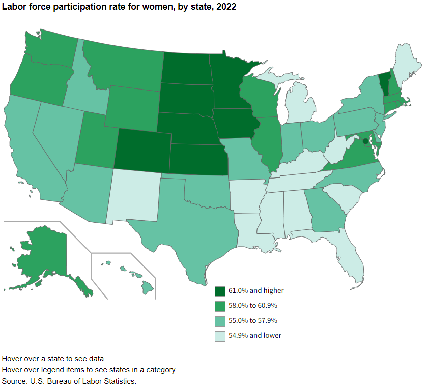 Labor force participation rate for women highest in the District of ...