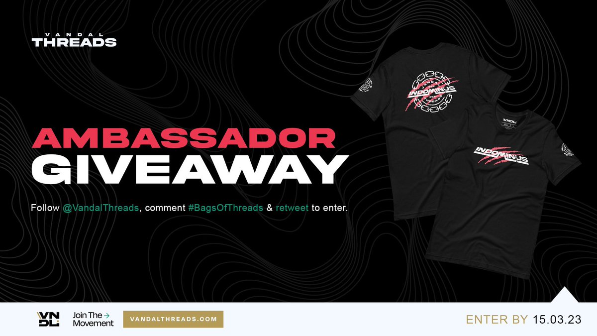 🚨 GIVEAWAY 🚨<a href="/VandalThreads/">VandalThreads</a>

Enter before 15.03.23 for a chance to win 1x ANY item from their store PLUS 1x 🧢

Winner announced 20.03.23 🥳📅 

⬇️ How to enter ⬇️

👉 Follow <a href="/VandalThreads/">VandalThreads</a>
💬 Comment below: #BagsOfThreads
♻️ Retweet this tweet

#ThreadsNetwork | #TheThreads