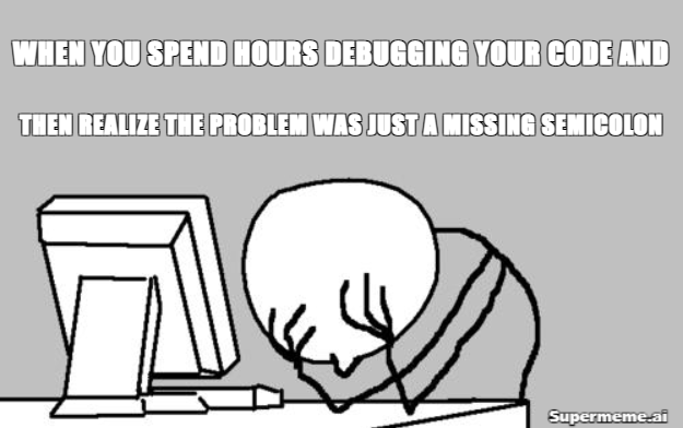 When you thought you had it all figured out, but the missing semicolon had other plans 🤦‍♂️ #DebuggingLife #CodingProblems #MissingSemicolon #Debug