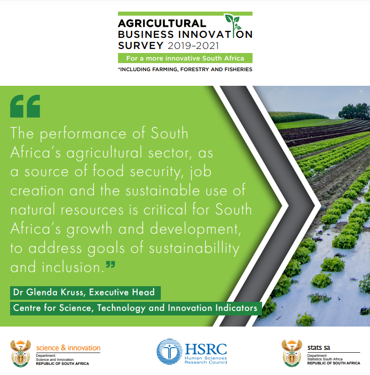 CeSTII_HSRC's tweet photo. Weโre collecting data for the South African Agricultural Business Innovation Survey, until the end of March 2023.
Follow the link to find out more>
https://t.co/Vd4MoHSTxX
#hsrc #business #innovation #jobcreation #data #cestii #agribusiness #agriculture #southafrica https://t.co/105Z3gqJN6
