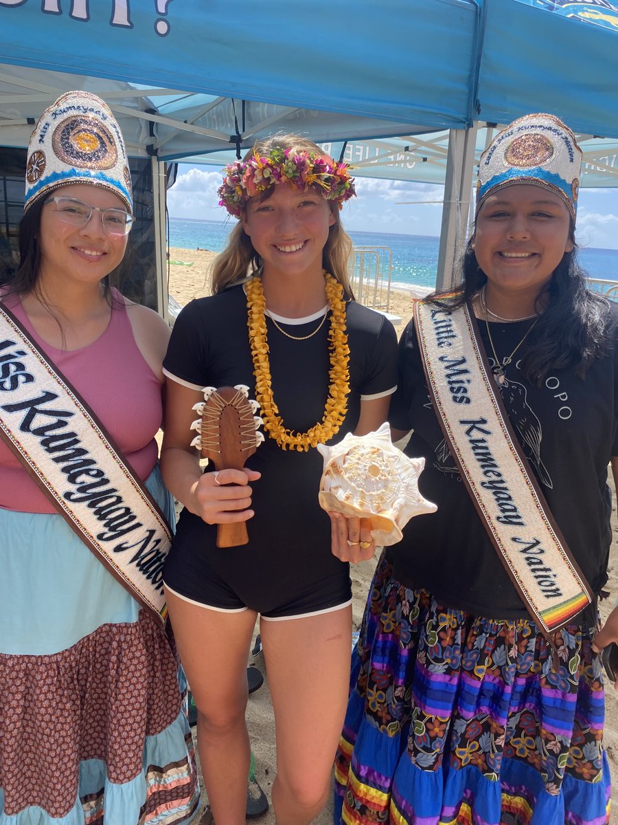So California Native Surf Exchange to Hawaii revealed so much. Seeing examples of greatness. Ayhuun, Mahalo, Thank you @nakamakaihawaii and DeSoto Ohana and to all who made this exchange possible. Pic of Pua DeSoto winning Waterwoman of the Year, along side Kumeyaay Royalty.