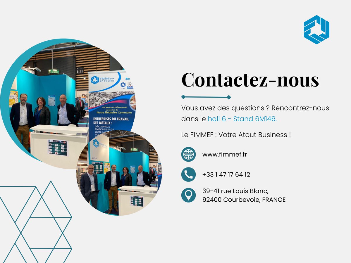 🗓️ Jour 1 - Salon Global Industrie - EUREXPO LYON

Le FIMMEF et ses 11 exposants vous attend dans le CARREFOUR DES METAUX EN FEUILLE !

Rencontrez les acteurs de la profession #DécoupeEmboutissage, #Tolerie et #Outillage.

#GILYON2023 #EUREXPO #FIMMEF #CARREFOURDESMETAUXENFEUILLE