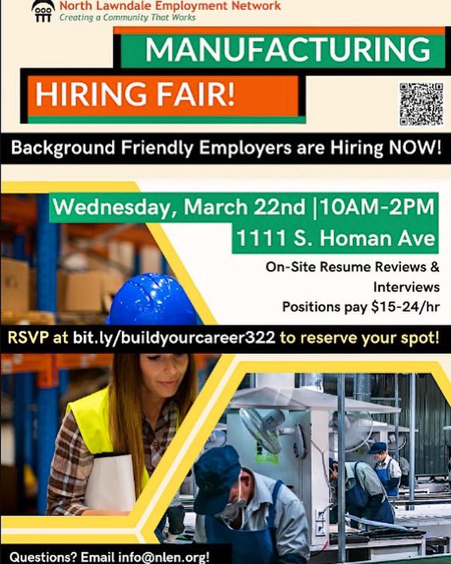 Manufacturing Hiring Fair on March 22nd! Reserve your spot today! @NLEN_Jobs #P4NV #Parenting4Nonviolence #NorthLawndale #ChicagoJobs