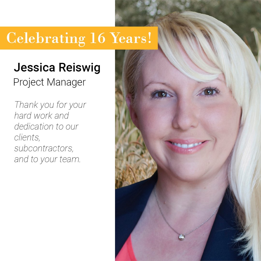 HillhouseConst's tweet photo. We hope you will join us in congratulating Jessica Reiswig for 16 years at Hillhouse. Jessica’s leadership, enthusiasm, and unwavering commitment have been instrumental in helping us reach new heights! Thank you, Jessica, for all you do and your continued excellence. 🎉 https://t.co/onTkxk8Nhi