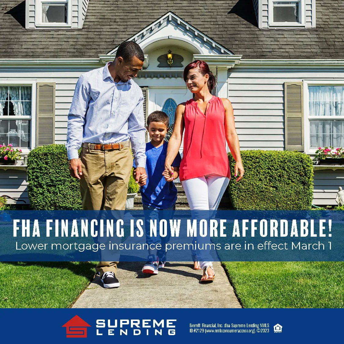 March may be your lucky month if you've been considering an FHA loan. Reduced mortgage insurance premiums on FHA loans are NOW in effect at Supreme Lending!