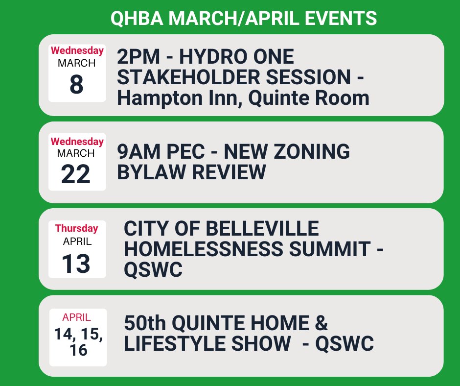 QHBA Hosts Hydro Stakeholder Session March 8! QHBA Hosts Hydro Stakeholder Session March 8! Members, sign up through links in your inbox! Not a member and want to have access to weekly industry updates?Email membership@quintehomebuilders.com   #voiceofresidentialconstructon