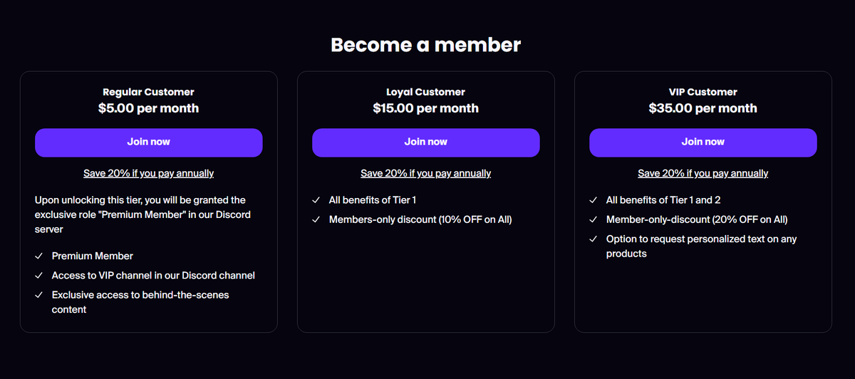 _Aida_Cafe's tweet image. 🎉Exciting news! 🚨We just launched our Membership program with different Tiers and exclusive benefits for our loyal customers! Check it out now on our webshop at aida-cafe.shop and become a member today! #MembershipProgram #ExclusiveBenefits #ToFMerch